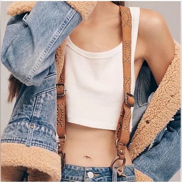 Free People Suri Suspenders-Studded tan New
